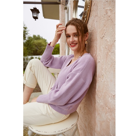 Lavender Knit Button Front Cardigan - Picture 8 of 16